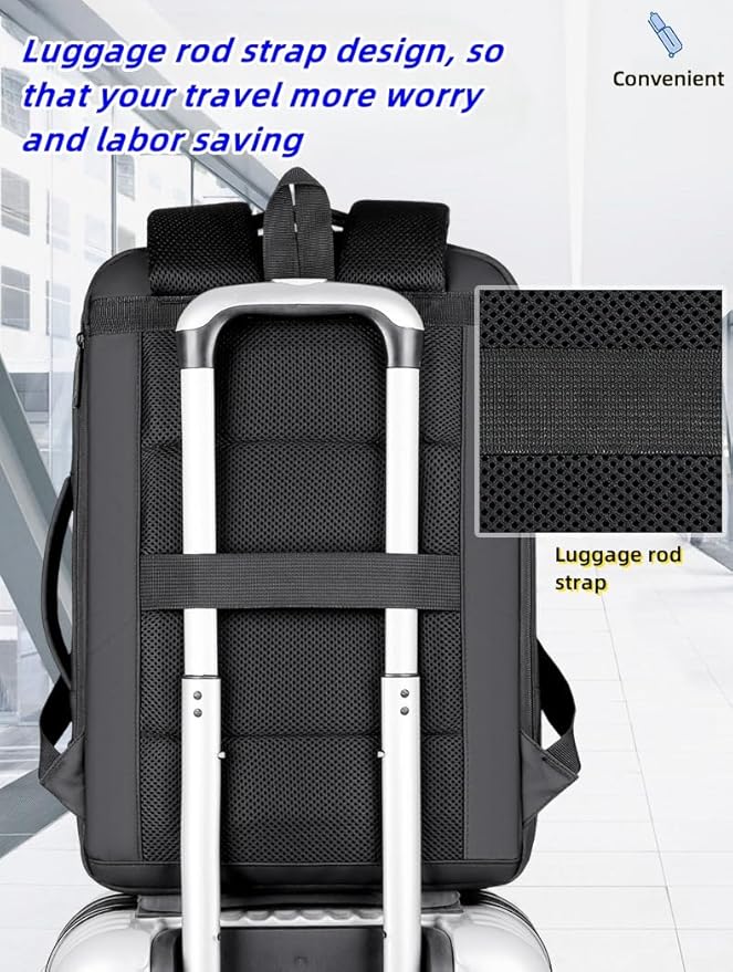 17/15.6" Business laptop backpack, PU backpack, Travel laptop backpack,carry on backpack, Expandable laptop backpack Men (01#Standard, Black)