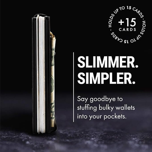 Mountain Voyage Co Minimalist Wallet for Men - Slim RFID I Scratch Resistant, Matte Black Credit Card Holder & Money Clip, Easily Removable Money & Cards, Mens Wallets