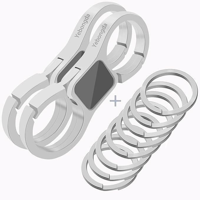 Key Chain Quick Release Spring 2 Pack with 4 Key Rings Heavy Duty Keychain Organizer for Men and Women