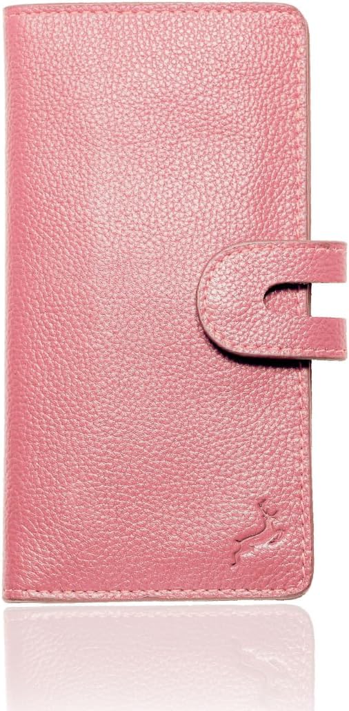 womens wallet (Holds 15-18 Cards, 4 Flat Pockets, 1 ID Windows) Genuine Leather clutch purses for women | Slim long wallets for women | rfid blocking wallet (pink wallets)