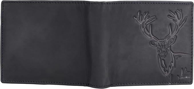 LONDON ALLEY Elk Vintage Black Men's Leather Wallet.