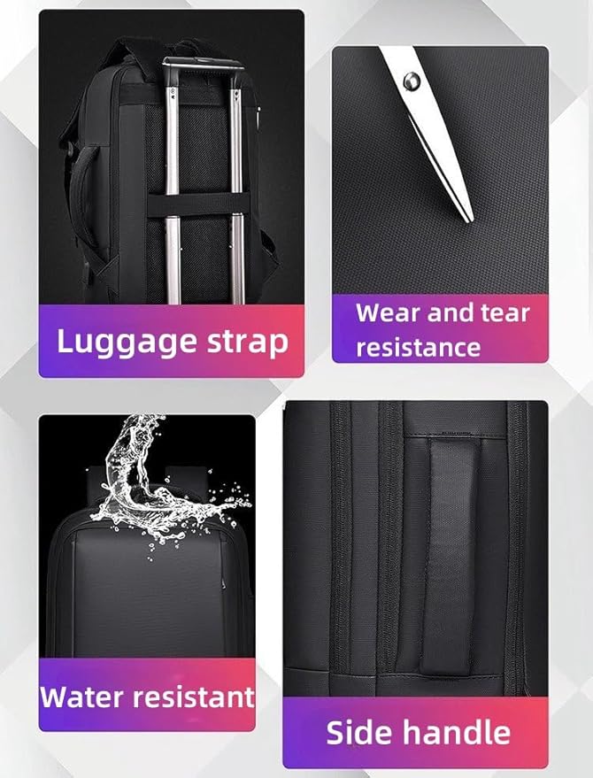 17/15.6" Business laptop backpack, PU Travel laptop backpack,carry on backpack, Expandable laptop backpack Men,college backpack (02#updated, Grey)