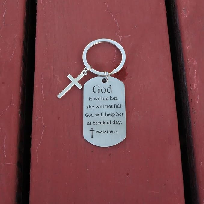 Inspirational Scripture Keychain with Cross - Bible Verse Matte Key Chain Religious Gift for Christian