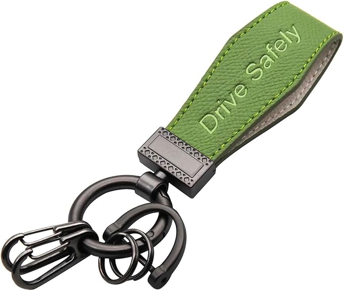 Liangery Keychain for Men Women Leather Car Key Chain With 5 Key Rings-Drive Safely Have Fun Keychain Holder for Keys