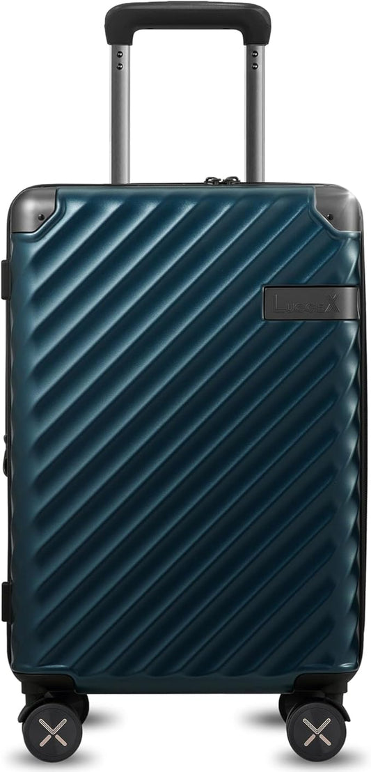 LUGGEX Luggage with Spinner Wheels, Polycarbonate Expandable Hard Shell Suitcase, Carry On 20 Inch, Navy