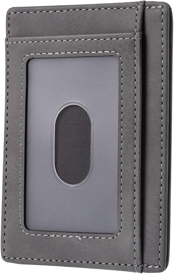 Travelambo Slim Wallet Front Pocket Minimalist Leather RFID Blocking Medium Size