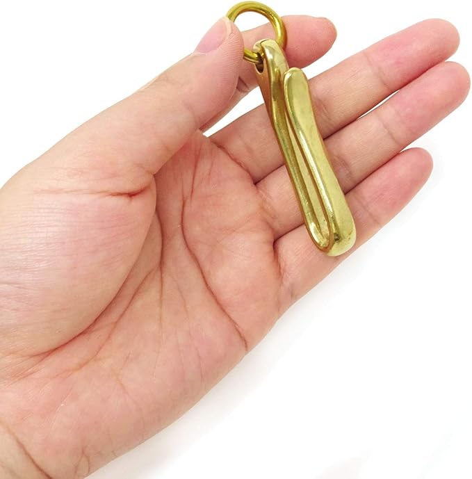 Honbay 2PCS Brass U Hook Key Rings Car keychains Belt Clips Pocket Clip Holder with Ring for Men and Women