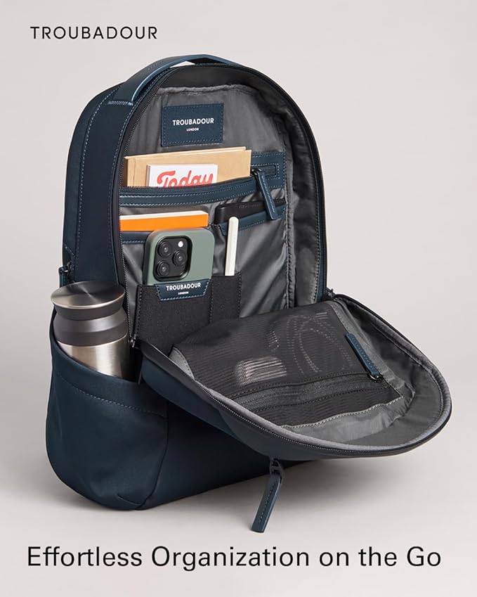 Troubadour Apex Compact Backpack 3.0-16L Premium Laptop Backpack - Ergonomic & Water Resistant - Designed for Work and Travel - Navy