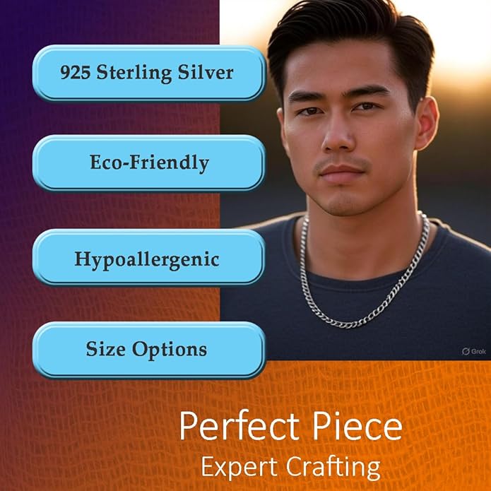 Celestara Jewelry, 925 Sterling Silver Cuban Link Chain, Italian-Made Solid Chain Bracelet and Necklace for Men & Women - (Premium Leather Gift Box Included)