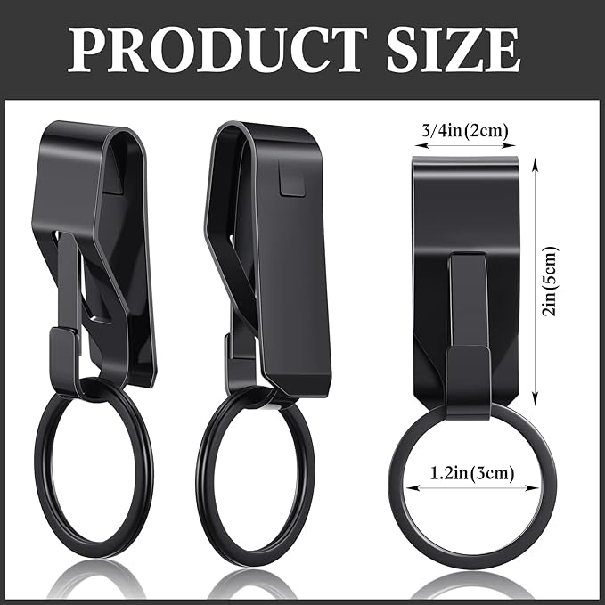 Threan 8 Pieces Key Belt Clip Heavy Duty Key Holder Security Metal Belt Clip for Keychain Men Women Home Office Supplies, Black