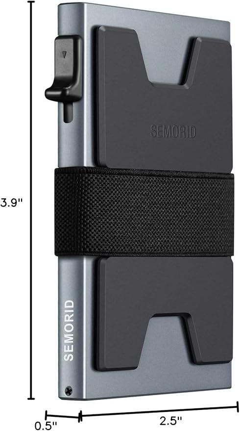 Slim Aluminum Card Holder Wallet for Men, Durable Expandable Backplate, RFID Blocking Minimalist Metal Pop Up Wallet, Holds 12 Cards Plus Cash (Grey)