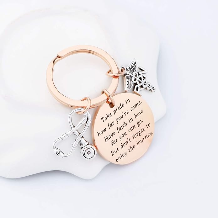 FUSTMW RN Nurse Keychain Gift - RN Graduate Gifts - Registered Nurse Charm