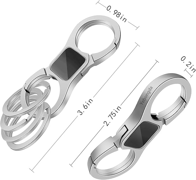 Key Chain Quick Release Spring 2 Pack with 4 Key Rings Heavy Duty Keychain Organizer for Men and Women