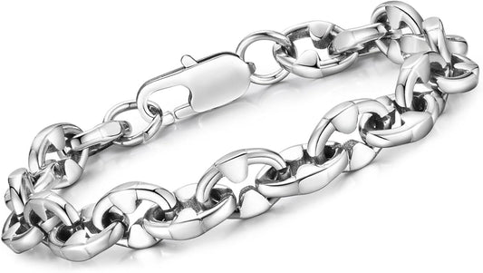 VNOX Link Chain Bracelets for Men - Cool Mens Bracelets Diamond-Cut Paperclip Solid Chain Bracelet Chunky Stainless Steel Jewelry Trendy Gifts