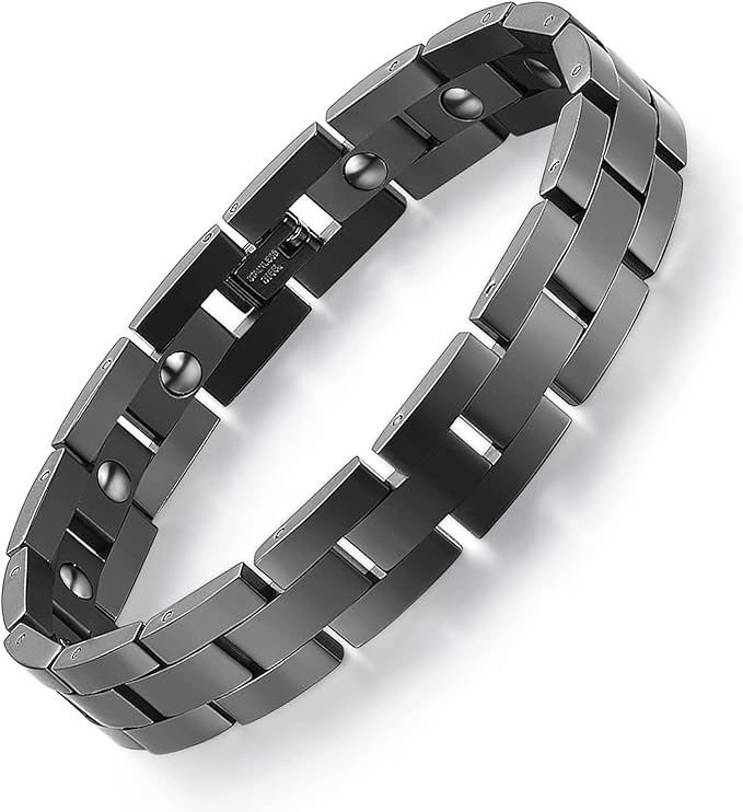 Feraco Magnetic Bracelets for Men Sleek Titanium Stainless Steel Magnetic Therapy Bracelet with Sizing Tool, Jewelry Gifts for Men (Black)