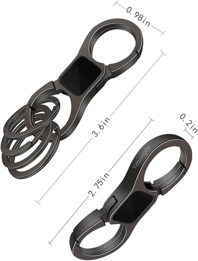 Key Chain Quick Release Spring 2 Pack with 4 Key Rings Heavy Duty Keychain Organizer for Men and Women