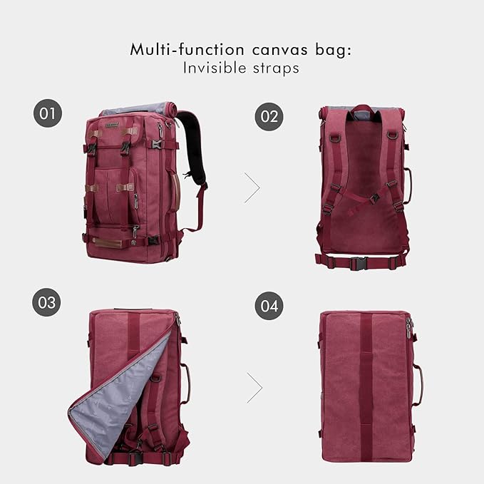 WITZMAN Canvas Backpack Vintage Travel Backpack Large Laptop Bags Convertible Shoulder Rucksack