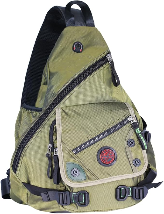 Large Sling Bag Laptop Backpack Cross Body Messenger Bag Shoulder Travel Rucksack (A-Green)