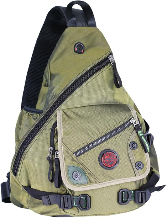 Large Sling Bag Laptop Backpack Cross Body Messenger Bag Shoulder Travel Rucksack (A-Green)