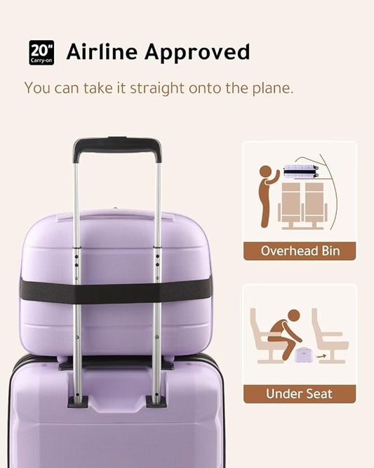 LUGGEX Carry on Luggage with Spinner Wheels, Lightweight Suitcase 2 Piece, Expandable (Purple, 14/20)