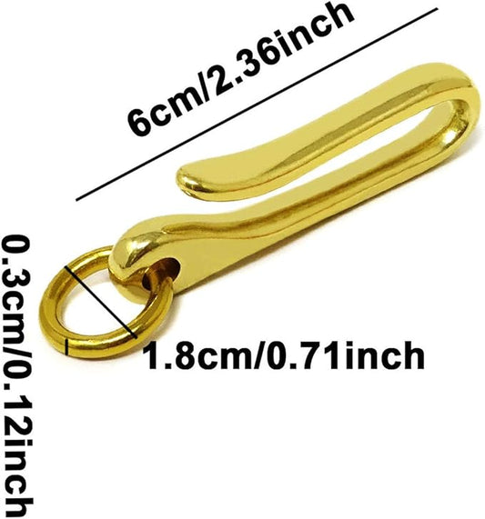 Honbay 2PCS Brass U Hook Key Rings Car keychains Belt Clips Pocket Clip Holder with Ring for Men and Women