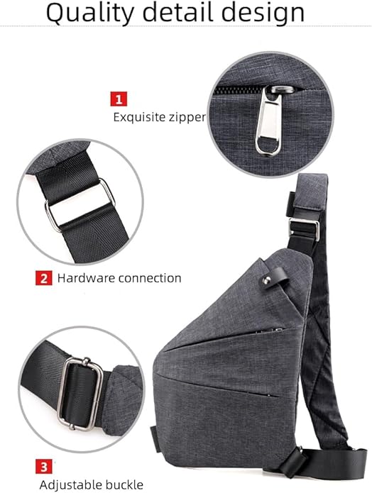 Crossbody Leisure Chest Bag with Shoulder Strap - Anti Theft Travel Slim Sling Bag