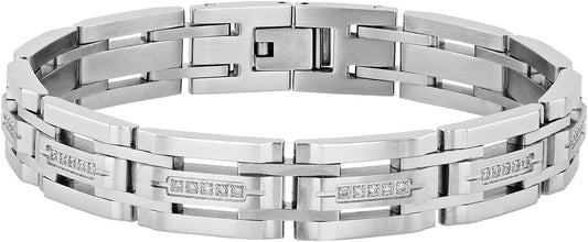 1/2ctw Lab Grown Diamond Stainless Steel Bracelet
