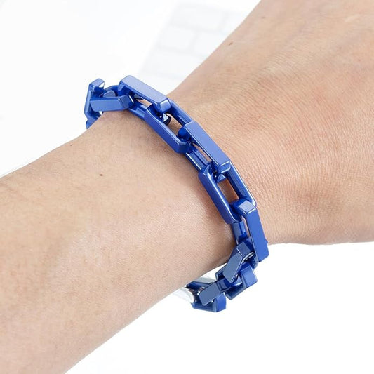 EVANYIZHOU Men's Cuban Link Bracelet - Black/Blue/White Ceramic Chain Bracelet for Men,Skin-Friendly & Durable,Gift for Husband, Dad (Valentine's, Christmas