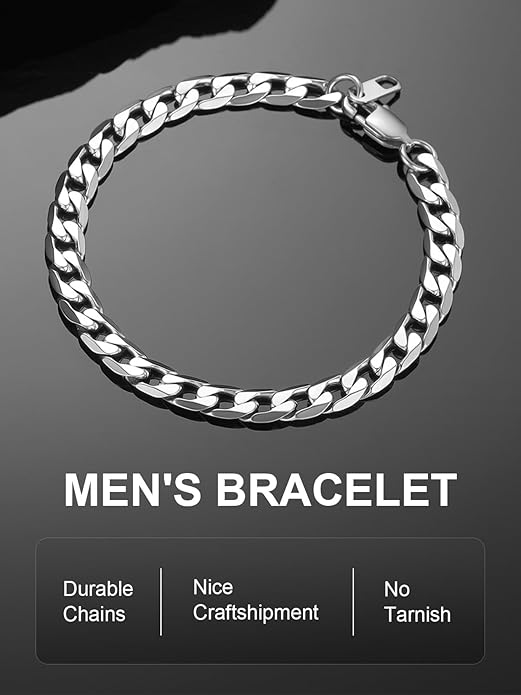 ChainsPro Men Sturdy Figaro/Cuban Chain Bracelet, 6/9/13mm Width, 7.48/8.26inch Length, 316L Stainless Steel/18K Gold Tone/Black- Send Gift Box