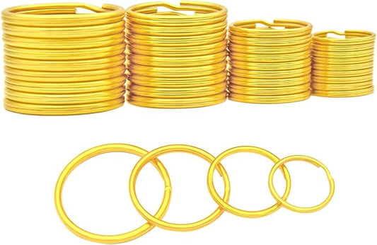 Key Ring Keychain Assorted in 4 Sizes Metal Golden Round Split Key Chains Rings for Home Car Dog Tag Office Lanyards Keys Attachment Pack of 40pcs