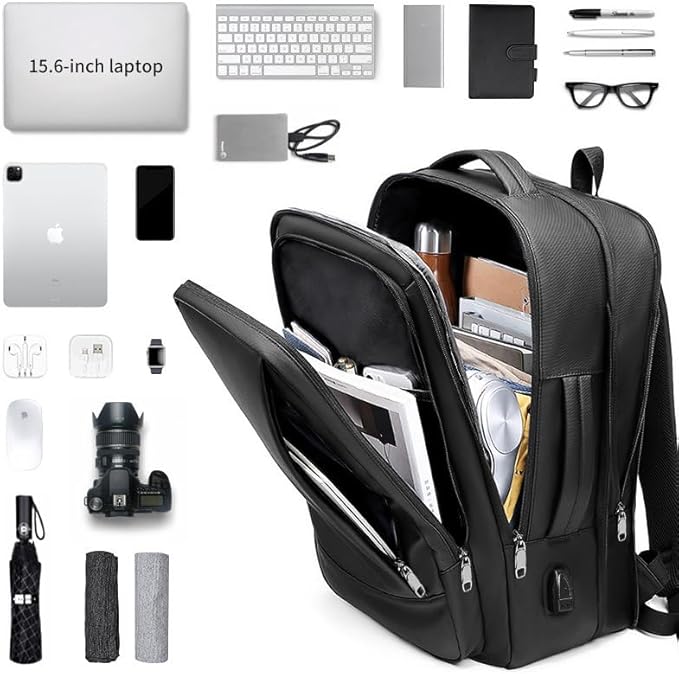17/15.6" Business laptop backpack, PU Travel laptop backpack,carry on backpack, Expandable laptop backpack Men,college backpack (01#Standard, Grey)