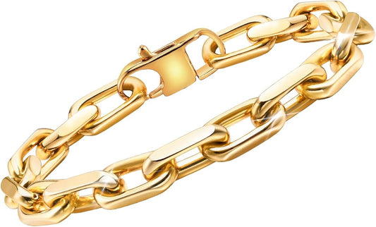 VNOX Link Chain Bracelets for Men - Cool Mens Bracelets Diamond-Cut Paperclip Solid Chain Bracelet Chunky Stainless Steel Jewelry Trendy Gifts