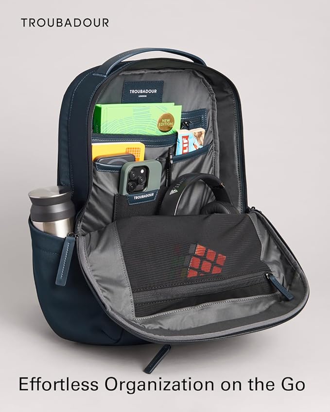 Troubadour Apex Backpack 3.0 - Premium Waterproof Laptop Backpack Fits Up to 17" - Ergonomic Design for Work and Travel - Stylish Backpack with 5-Year Guarantee - Navy