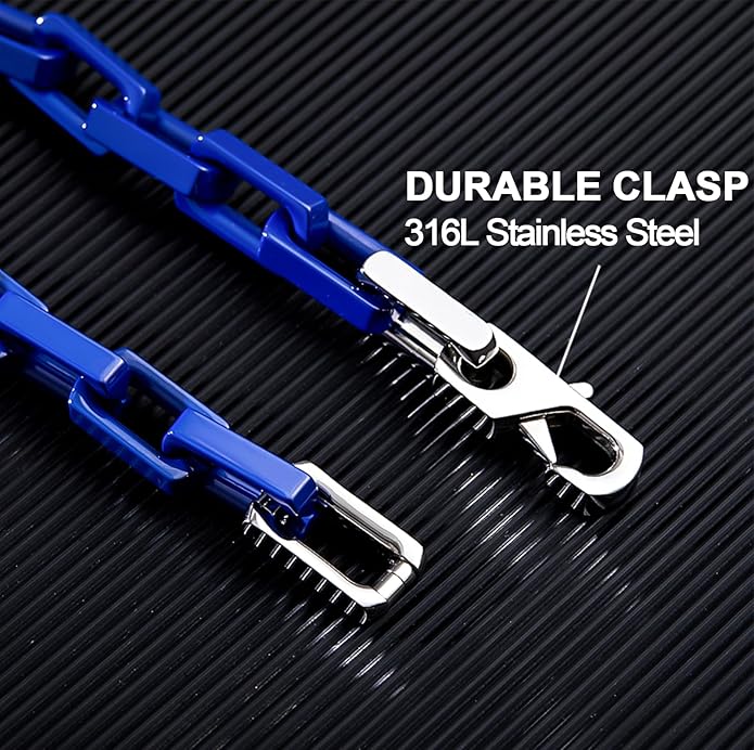 EVANYIZHOU Men's Cuban Link Bracelet - Black/Blue/White Ceramic Chain Bracelet for Men,Skin-Friendly & Durable,Gift for Husband, Dad (Valentine's, Christmas