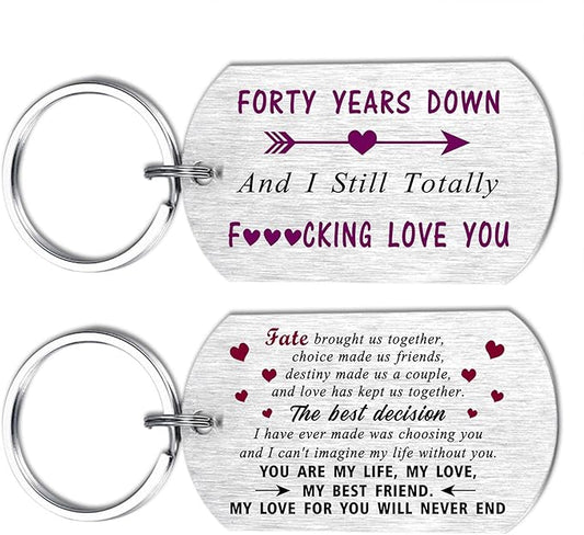 Funny Anniversary Wedding Gifts for Men Women, I Still Totally F Love You Anniversary Keychain for Him Her Husband Wife
