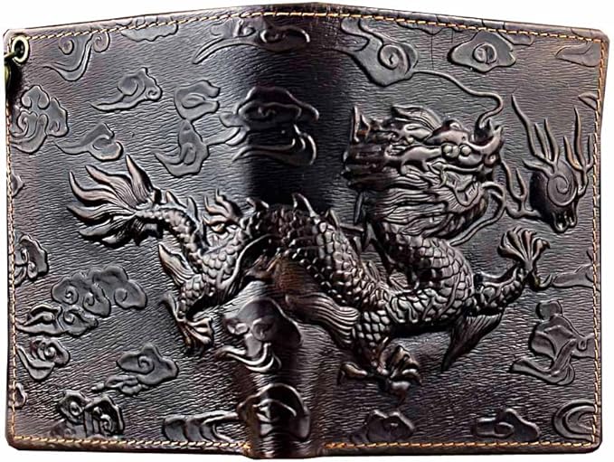 Vintage Dragon Mens Wallet Slim Card Money Purse Wi/Safe Chain