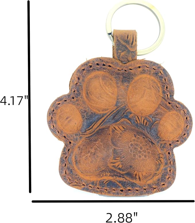 JJNUSA Dog Paw Leather KeyChain Gift Women Men Key Rings Puppy Doggie Lover Accessories