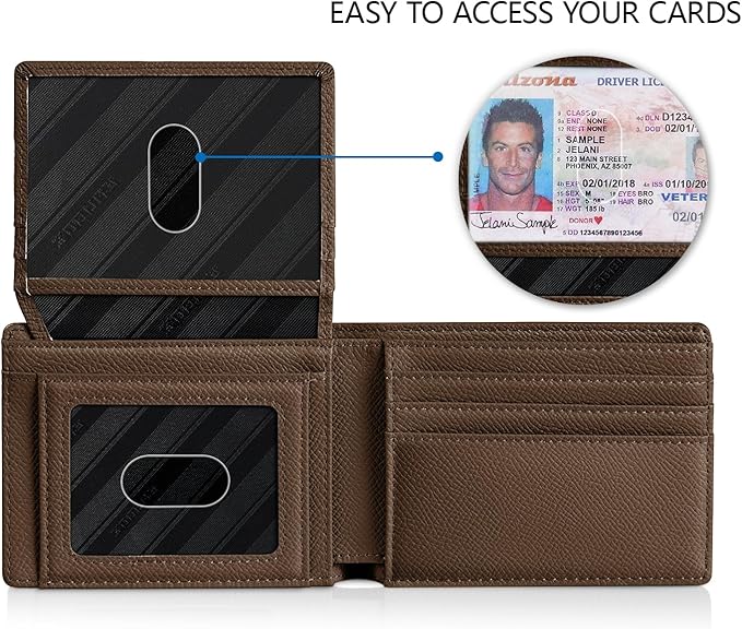 RUNBOX Wallet for Men Slim Rfid Leather 2 ID Window With Gift Box