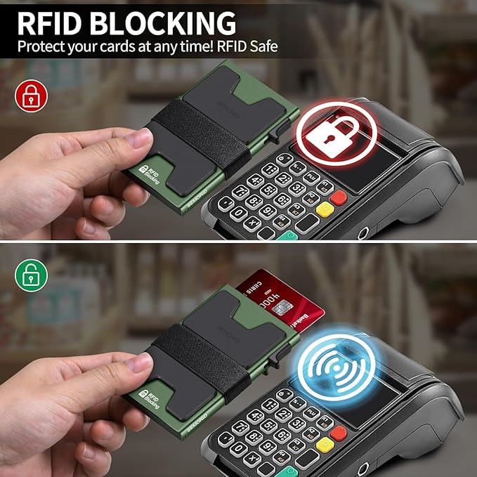 Slim Aluminum Card Holder Wallet - RFID Blocking Pop up Minimalist Wallet for Men | Front Pocket Smart Wallet Metal Card Case | Presents for Him