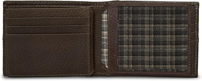 Eddie Bauer Men's Rugged Leather Bifold Wallet | Money Clip | RFID Protection | ID Window | Genuine Leather | EDC