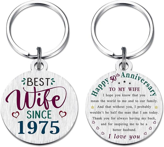TANWIH 50th Wedding Anniversary Keychain Gifts, 50 Year Anniversary Decoration