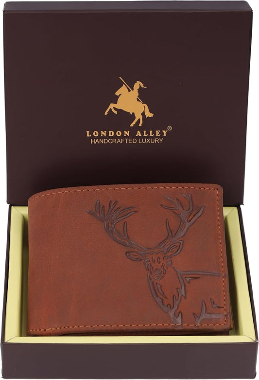 LONDON ALLEY Elk Vintage Tan Men's Leather Wallet