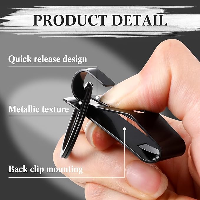 Threan 8 Pieces Key Belt Clip Heavy Duty Key Holder Security Metal Belt Clip for Keychain Men Women Home Office Supplies, Black