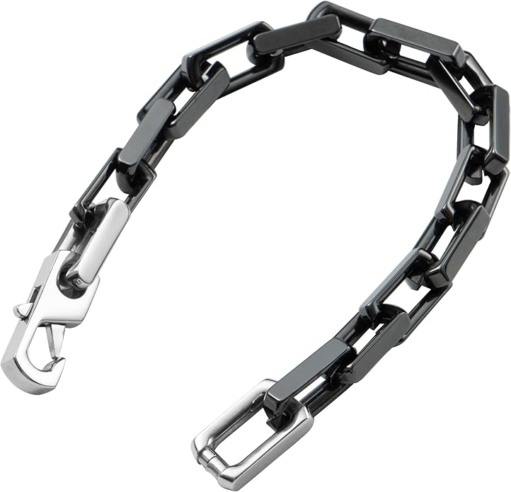 EVANYIZHOU Men's Cuban Link Bracelet - Black/Blue/White Ceramic Chain Bracelet for Men,Skin-Friendly & Durable,Gift for Husband, Dad (Valentine's, Christmas