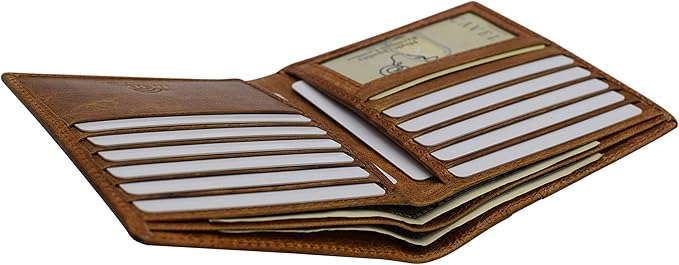 RFID Blocking Bifold Hipster Credit Card Wallet Premium Lambskin Leather (Cavelio Tan)