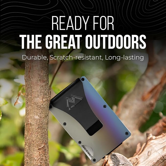 Mountain Voyage Co Minimalist Wallet for Men & Women - Slim RFID Wallet, Scratch Resistant, Credit Card Holder & Money Clip, Easily Removable Money & Cards, (Forged Aluminum)