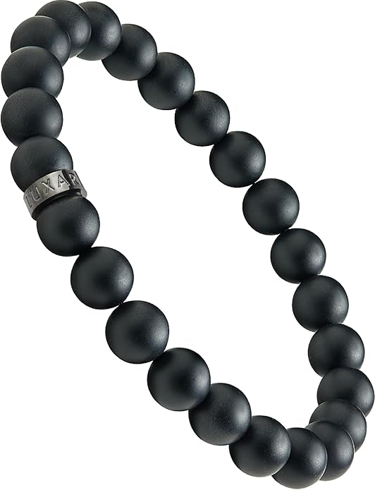 LUXAR Men’s Black Onyx Stone Bead Bracelets | Matte Black 8mm Stone | Minimalist, Designer Jewelry for Men
