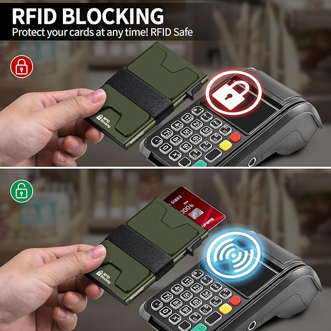 Slim Aluminum Card Holder Wallet for Men, Durable Expandable Backplate, RFID Blocking Minimalist Metal Pop Up Wallet, Holds 12+ Cards Plus Cash