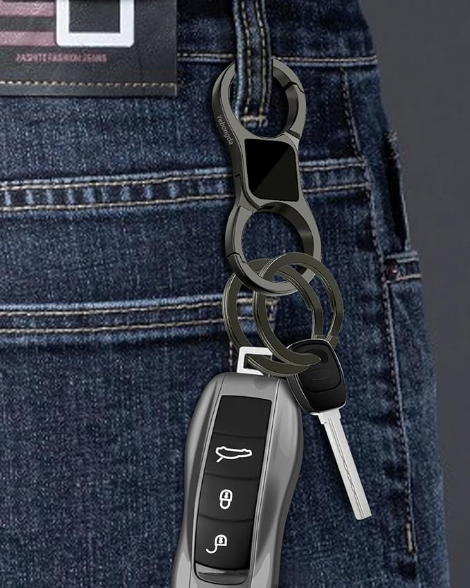 Key Chain Quick Release Spring 2 Pack with 4 Key Rings Heavy Duty Keychain Organizer for Men and Women