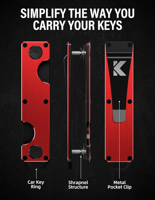 Key Organizer Key Holder Compact Key Case Minimalist Metal Key Chain Key Holder for Keychain Secures 8-10 Keys EDC